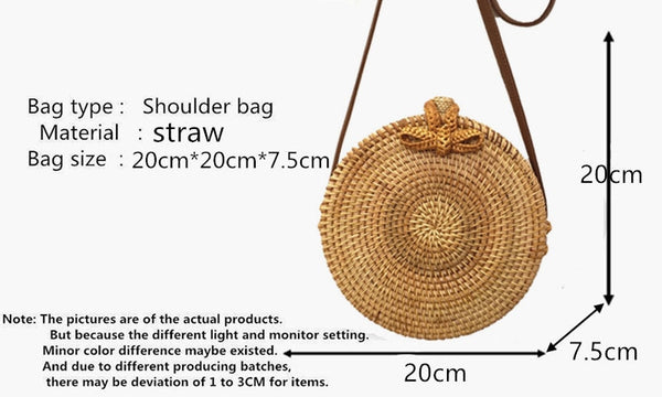Yogodlns Round Straw Bags Women Summer Rattan Bag Handmade Woven Beach Crossbody Bag Circle Bohemia Bali Box