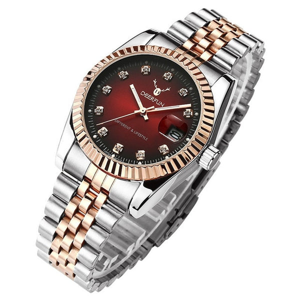 Rolexable Luxury Gold Watch Men GMT Rotatable Bezel Sapphire Glass Stainless steel Band Sport Quartz WristWatch Erkek Saatler