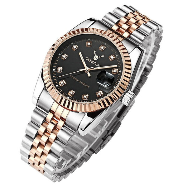 Rolexable Luxury Gold Watch Men GMT Rotatable Bezel Sapphire Glass Stainless steel Band Sport Quartz WristWatch Erkek Saatler
