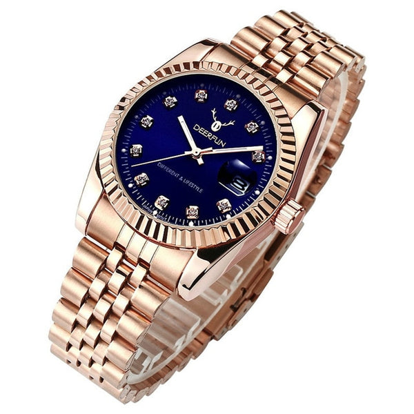 Rolexable Luxury Gold Watch Men GMT Rotatable Bezel Sapphire Glass Stainless steel Band Sport Quartz WristWatch Erkek Saatler