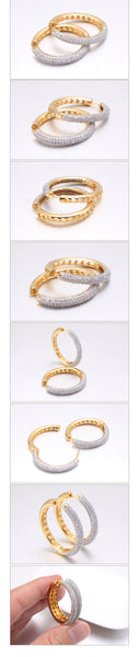 MHS.SUN 2019 New European Style Jewelry Gold Color Hoop Earrings With AAA Zircon For Women Wedding Party Circel Earrings Gift