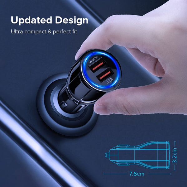 GETIHU 18W 3.1A Car Charger Quick Charge 3.0 Universal Dual USB Fast Charging QC For iPhone Samsung Xiaomi Mobile Phone In Car