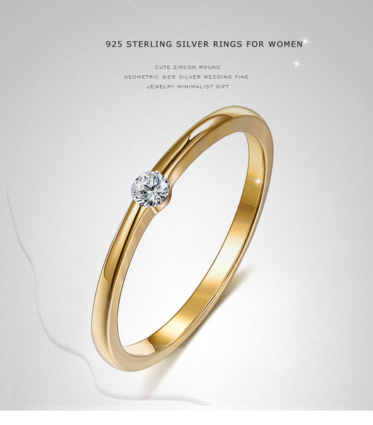 SILVERHOO 925 Sterling Silver Rings for Women Cute Zircon Round Geometric 925 Silver Wedding Fine Jewelry Minimalist Gift