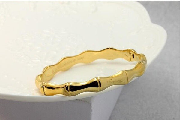 High Quality Stainless Steel Gold Bamboo Bracelets & Bangles for Women Titanium Rose Gold Fashion Jewelry Girl Friend Gifts