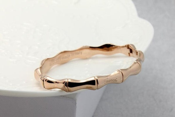 High Quality Stainless Steel Gold Bamboo Bracelets & Bangles for Women Titanium Rose Gold Fashion Jewelry Girl Friend Gifts