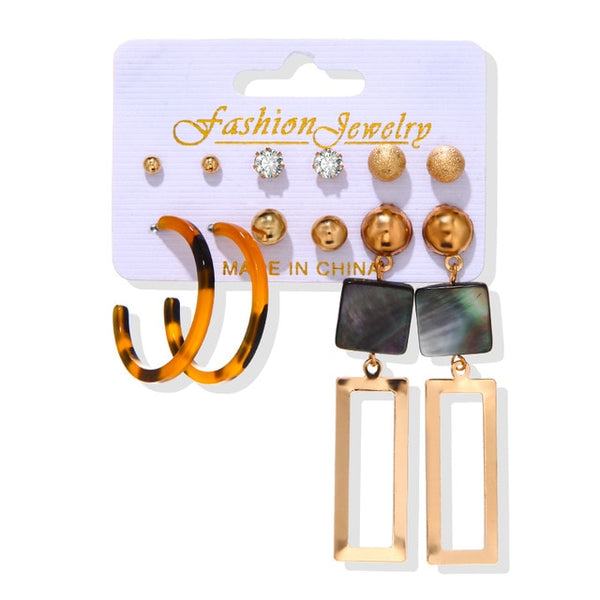 Women's Earrings Set Tassel Pearl Earrings For Women Bohemian Fashion Jewelry 2020 Geometric kolczyki Hoop Earings