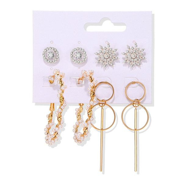 Women's Earrings Set Tassel Pearl Earrings For Women Bohemian Fashion Jewelry 2020 Geometric kolczyki Hoop Earings