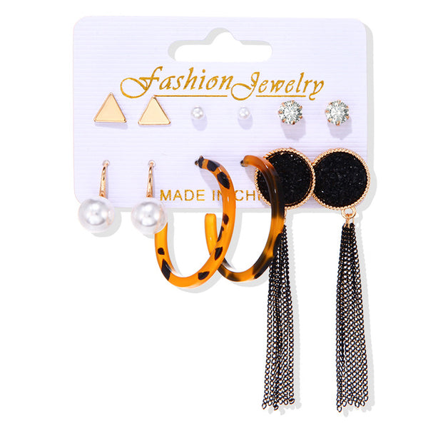 Women's Earrings Set Tassel Pearl Earrings For Women Bohemian Fashion Jewelry 2020 Geometric kolczyki Hoop Earings