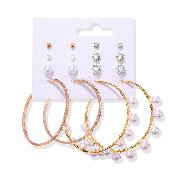 Women's Earrings Set Tassel Pearl Earrings For Women Bohemian Fashion Jewelry 2020 Geometric kolczyki Hoop Earings
