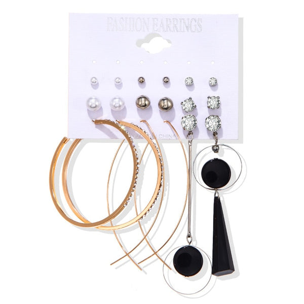 Women's Earrings Set Tassel Pearl Earrings For Women Bohemian Fashion Jewelry 2020 Geometric kolczyki Hoop Earings