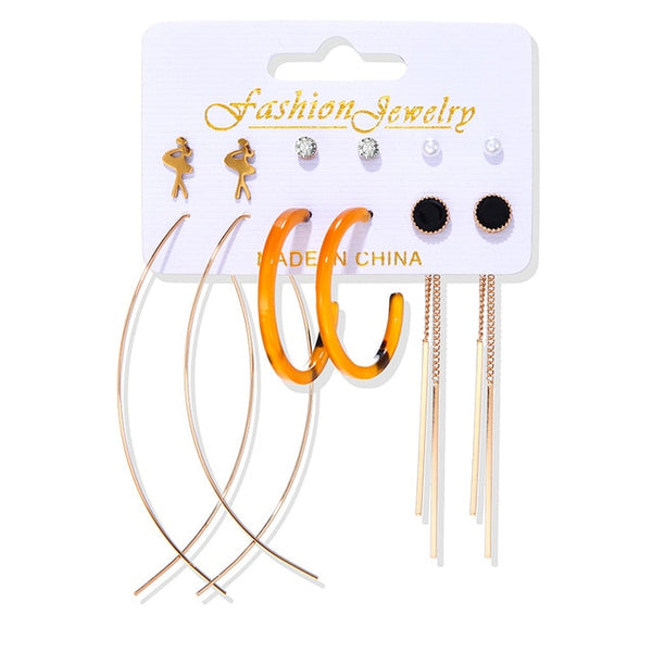 Women's Earrings Set Tassel Pearl Earrings For Women Bohemian Fashion Jewelry 2020 Geometric kolczyki Hoop Earings