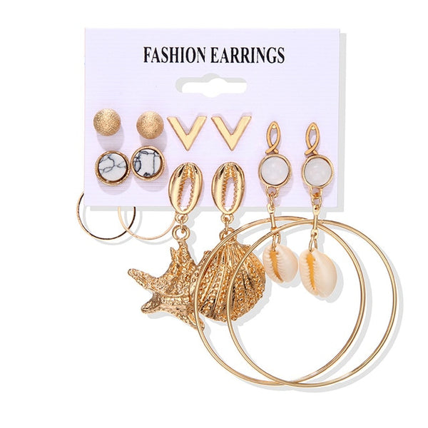 Women's Earrings Set Tassel Pearl Earrings For Women Bohemian Fashion Jewelry 2020 Geometric kolczyki Hoop Earings