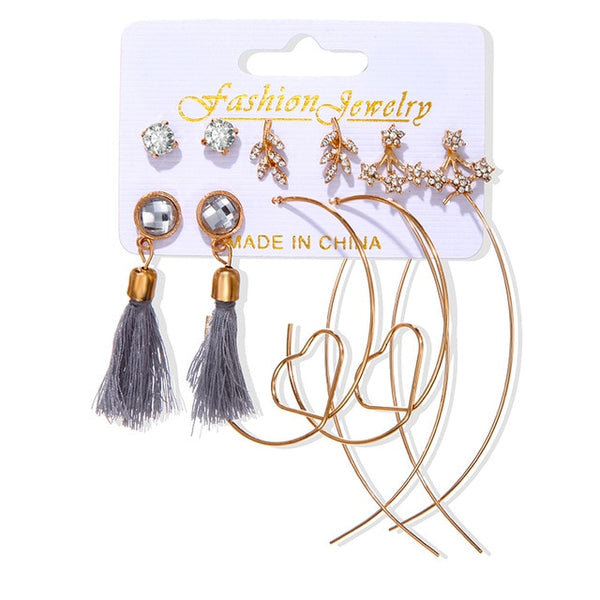 Women's Earrings Set Tassel Pearl Earrings For Women Bohemian Fashion Jewelry 2020 Geometric kolczyki Hoop Earings