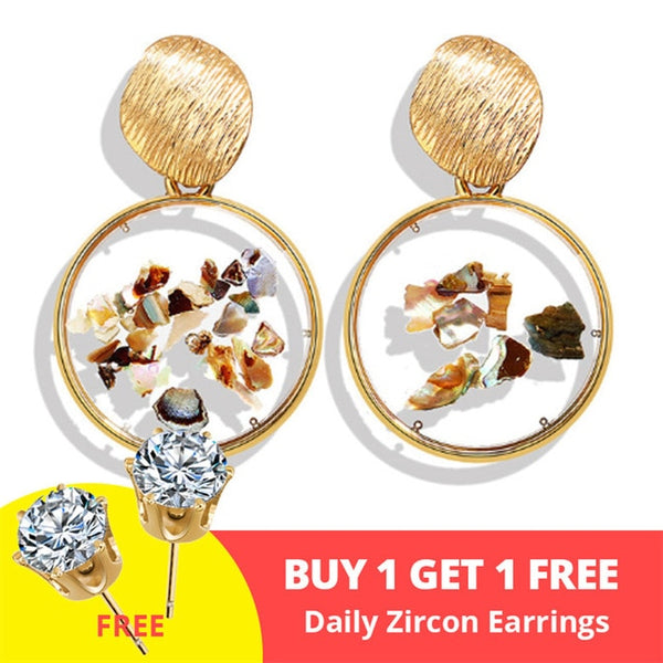 17KM New Vintage Earrings 2020 Geometric Shell Earrings For Women Girl BOHO Resin Drop Earrings Brincos Fashion Tortoise Jewelry