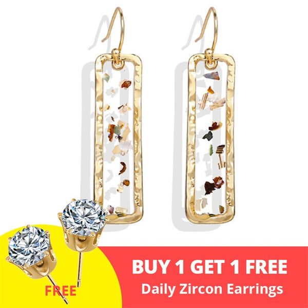 17KM New Vintage Earrings 2020 Geometric Shell Earrings For Women Girl BOHO Resin Drop Earrings Brincos Fashion Tortoise Jewelry