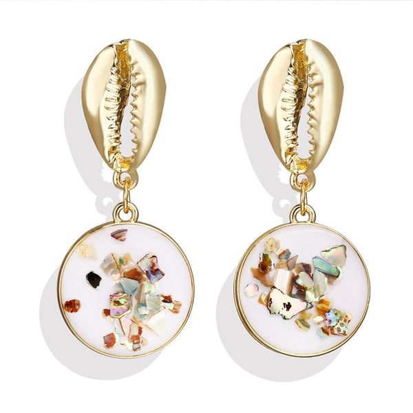 17KM New Vintage Earrings 2020 Geometric Shell Earrings For Women Girl BOHO Resin Drop Earrings Brincos Fashion Tortoise Jewelry