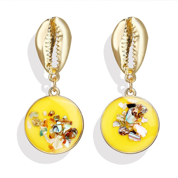17KM New Vintage Earrings 2020 Geometric Shell Earrings For Women Girl BOHO Resin Drop Earrings Brincos Fashion Tortoise Jewelry