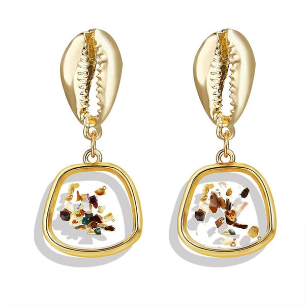 17KM New Vintage Earrings 2020 Geometric Shell Earrings For Women Girl BOHO Resin Drop Earrings Brincos Fashion Tortoise Jewelry