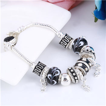 ZOSHI Pink Crystal Charm Silver Color Bracelets & Bangles for Women With Aliexpress Murano Beads Silver Bracelet Femme Jewelry