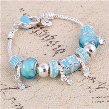 ZOSHI Pink Crystal Charm Silver Color Bracelets & Bangles for Women With Aliexpress Murano Beads Silver Bracelet Femme Jewelry