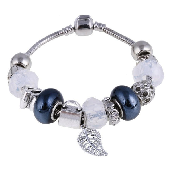 ZOSHI Pink Crystal Charm Silver Color Bracelets & Bangles for Women With Aliexpress Murano Beads Silver Bracelet Femme Jewelry