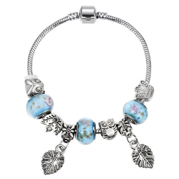 ZOSHI Pink Crystal Charm Silver Color Bracelets & Bangles for Women With Aliexpress Murano Beads Silver Bracelet Femme Jewelry