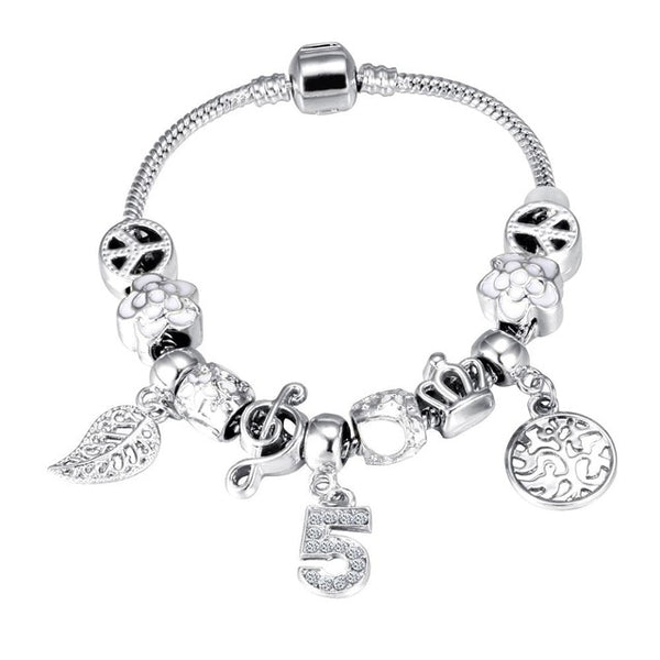 ZOSHI Pink Crystal Charm Silver Color Bracelets & Bangles for Women With Aliexpress Murano Beads Silver Bracelet Femme Jewelry