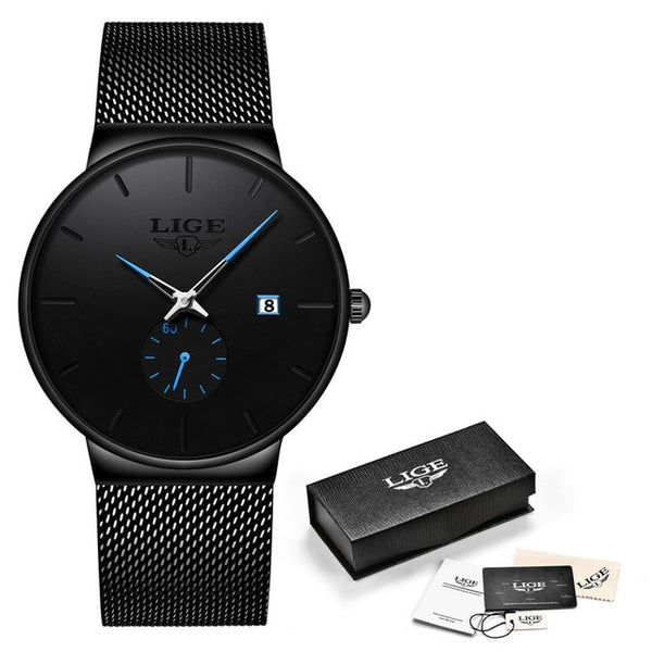 2020 New LIGE Fashion Ladies Watches Top Brand Luxury Simple Slim Watch Women Waterproof Mesh Belt Gold Watch Relogio Feminino