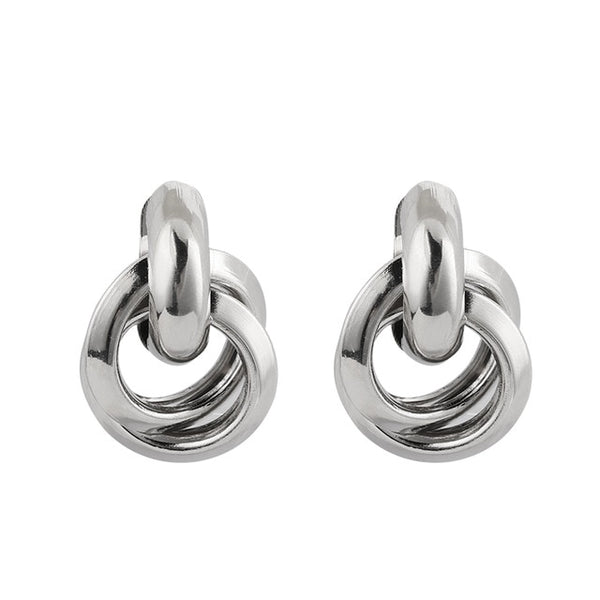 Flashbuy Gold Silver Alloy Drop Earrings For Women Exaggeration Earrings Wedding Simple Fashion Jewelry Trend Accessories