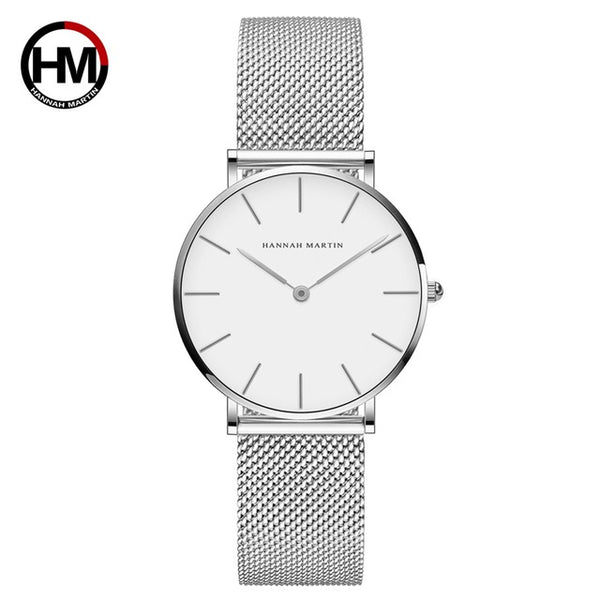Japón Movimiento de Cuarzo de Alta Calidad 36mm hannah Martin Mujeres de Malla de Acero Inoxidable de Oro Rosa Damas Impermeable Reloj Dropshipping