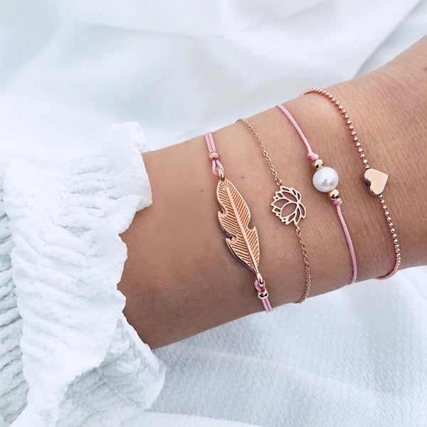 17IF boho friendship charm bracelets for women gold beads bracelet set charms women accessoires braclets jewelry gift sets