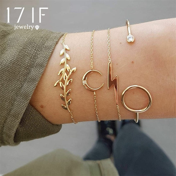 17IF boho friendship charm bracelets for women gold beads bracelet set charms women accessoires braclets jewelry gift sets