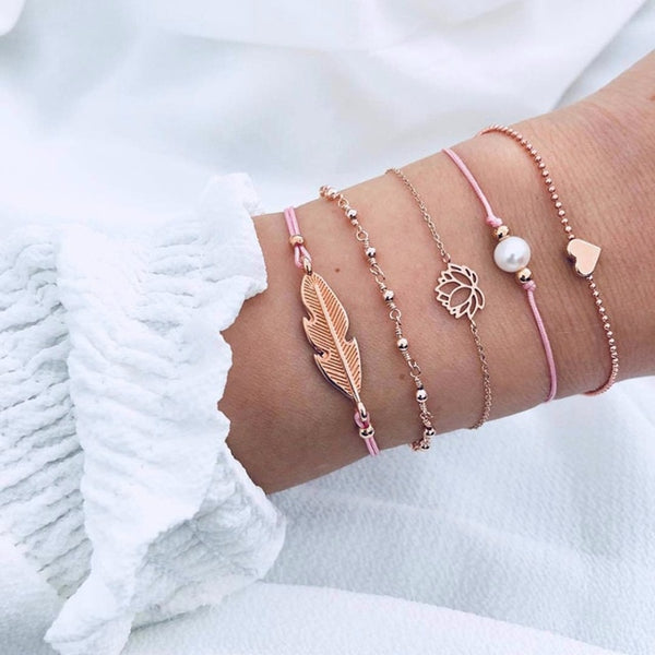 17IF boho friendship charm bracelets for women gold beads bracelet set charms women accessoires braclets jewelry gift sets