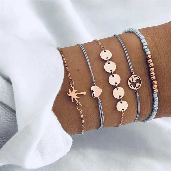 17IF boho friendship charm bracelets for women gold beads bracelet set charms women accessoires braclets jewelry gift sets