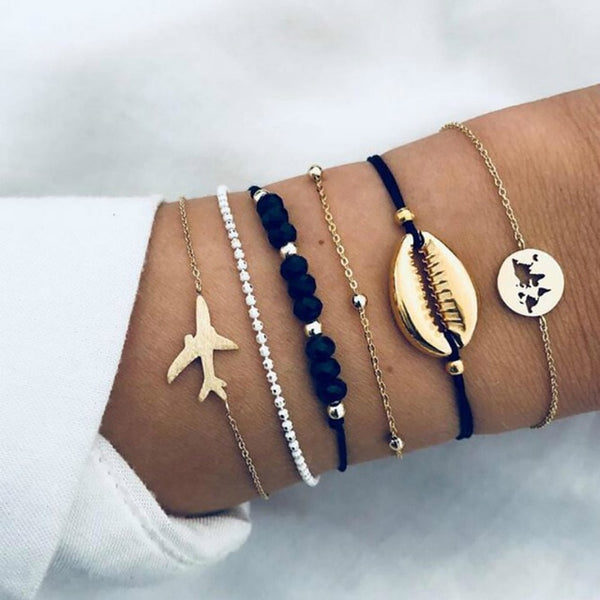 17IF boho friendship charm bracelets for women gold beads bracelet set charms women accessoires braclets jewelry gift sets