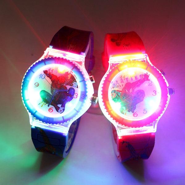 Colorful Flash Light Spiderman Kids Watches with music Boys  Children Watch Girls Kids Party Gift Clock Wrist relogio infantil