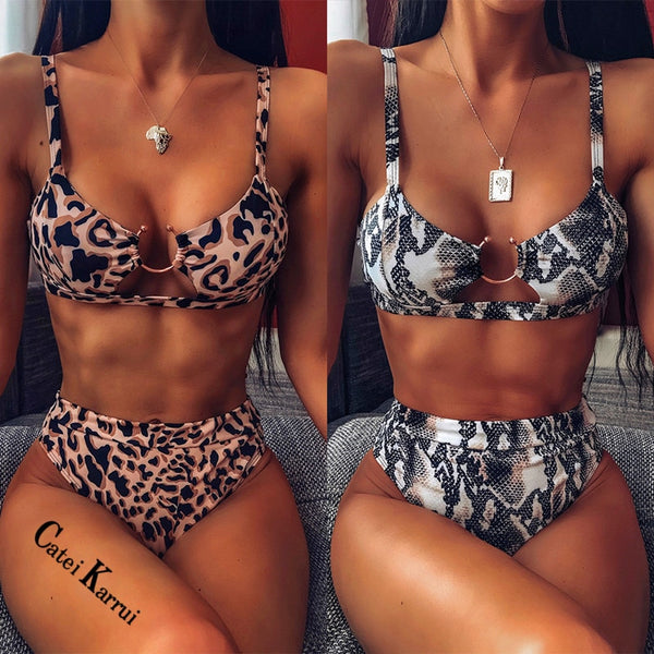Catei Karrui 2020 popular women's swimsuit Leopard Print Bikini split swimsuit sexy bikini swimming pool party essential NEW