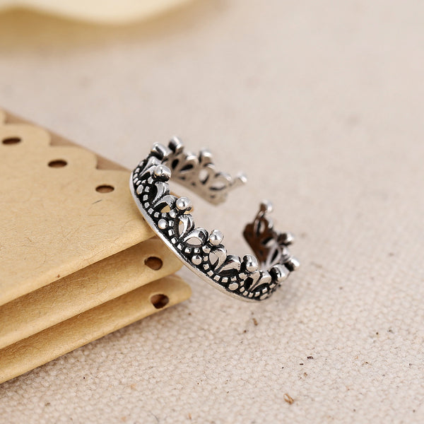Vintage Thai Silver Crown 925 Sterling Silver Ladies Finger Rings Jewelry Women Open Party Ring No Fade Birthday Gift Cheap