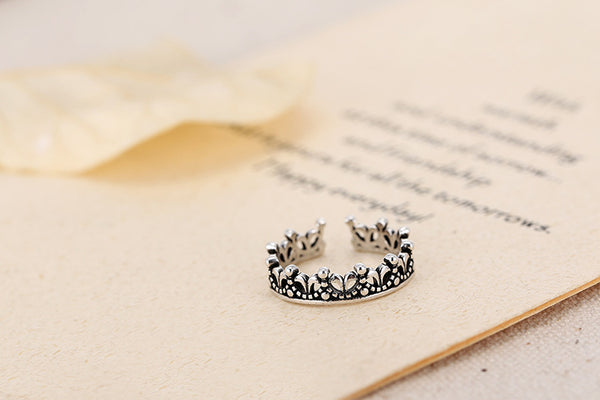 Vintage Thai Silver Crown 925 Sterling Silver Ladies Finger Rings Jewelry Women Open Party Ring No Fade Birthday Gift Cheap