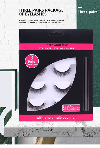 Shozy 3 Pairs 3D Mink False Eyelashes for Natural Magic Eyelash Extension Set No Glue Easy to Wear Reusable Lashes
