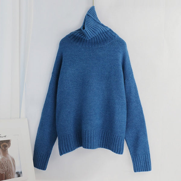 Aachoae Autumn Winter Women Knitted Turtleneck Cashmere Sweater 2020 Casual Basic Pullover Jumper Batwing Long Sleeve Loose Tops