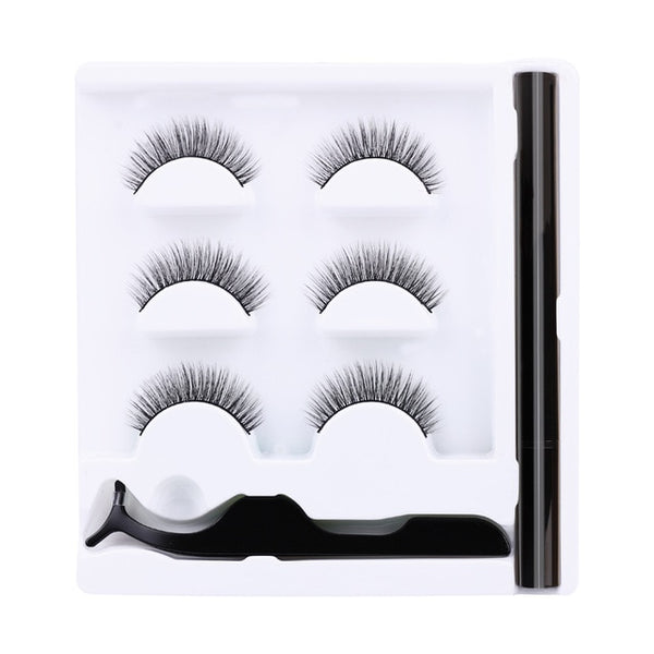 Shozy 3 Pairs 3D Mink False Eyelashes for Natural Magic Eyelash Extension Set No Glue Easy to Wear Reusable Lashes