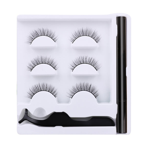 Shozy 3 Pairs 3D Mink False Eyelashes for Natural Magic Eyelash Extension Set No Glue Easy to Wear Reusable Lashes