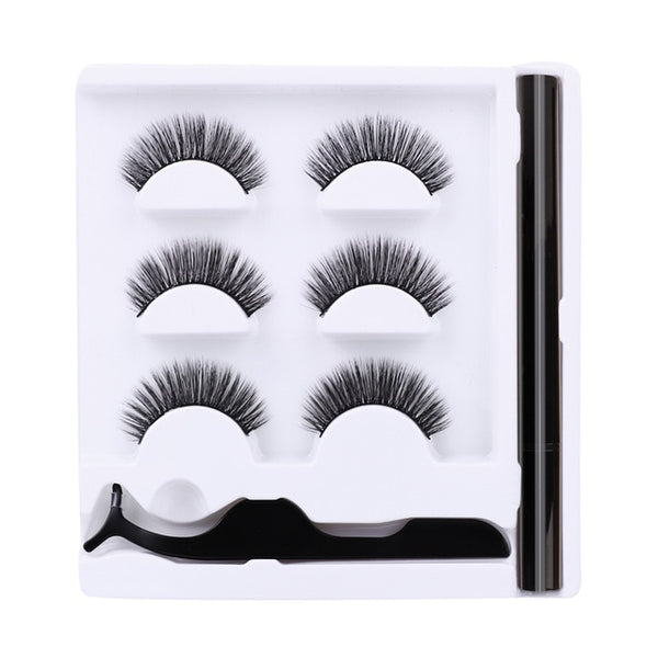 Shozy 3 Pairs 3D Mink False Eyelashes for Natural Magic Eyelash Extension Set No Glue Easy to Wear Reusable Lashes