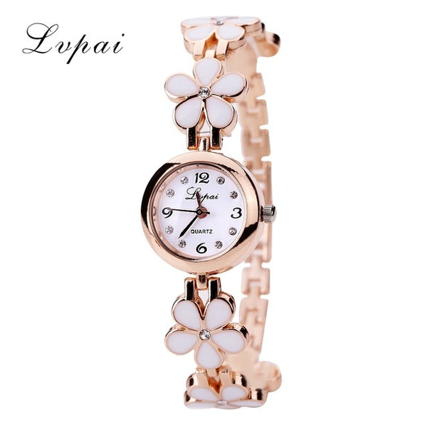 Lvpai Brand Luxury Crystal Gold Watches Women Fashion Bracelet Quartz Wristwatch Rhinestone Ladies Fashion Watch Dropshiping