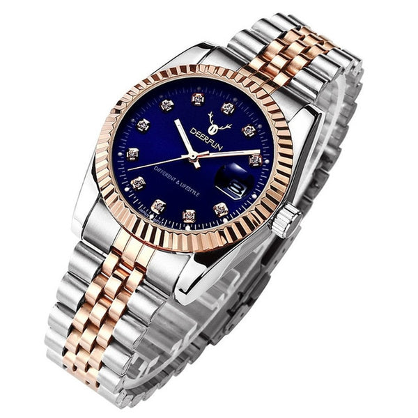 Rolexable Luxury Gold Watch Men GMT Rotatable Bezel Sapphire Glass Stainless steel Band Sport Quartz WristWatch Erkek Saatler