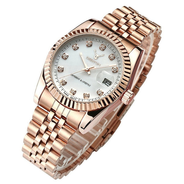 Rolexable Luxury Gold Watch Men GMT Rotatable Bezel Sapphire Glass Stainless steel Band Sport Quartz WristWatch Erkek Saatler