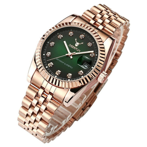 Rolexable Luxury Gold Watch Men GMT Rotatable Bezel Sapphire Glass Stainless steel Band Sport Quartz WristWatch Erkek Saatler