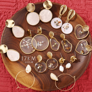 17KM New Vintage Earrings 2020 Geometric Shell Earrings For Women Girl BOHO Resin Drop Earrings Brincos Fashion Tortoise Jewelry