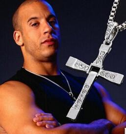 New Fast and Furious 7 Moive Cross Tourette Necklace Dominic Toretto Cross Pendant Necklace For Men